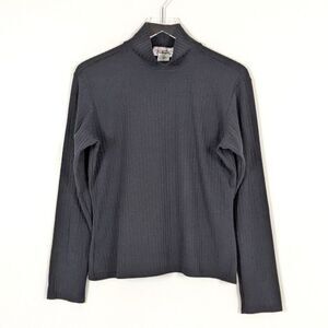 Talbots Ribbed Turtleneck Shirt Women's Medium Black Vintage